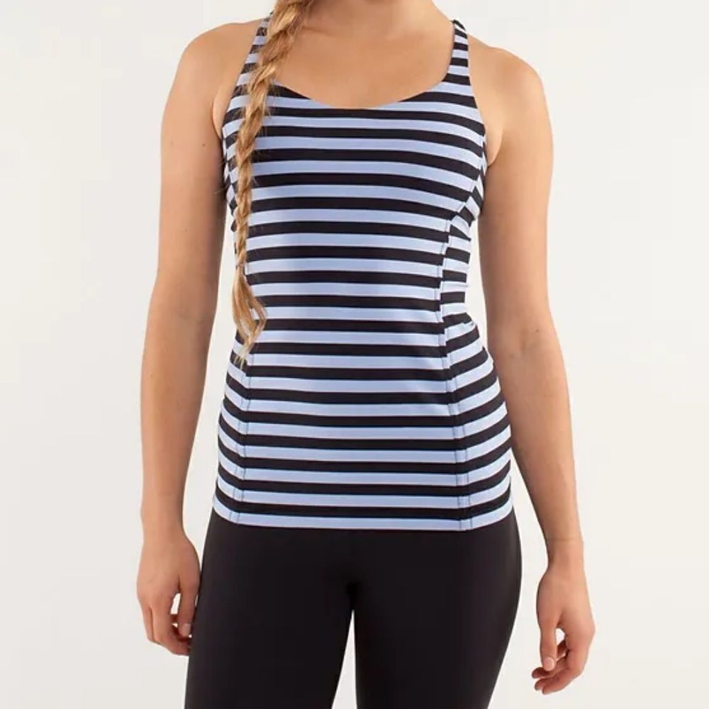 Lululemon Free To Be Polar Haze Striped Tank‎ Top, Size 8
